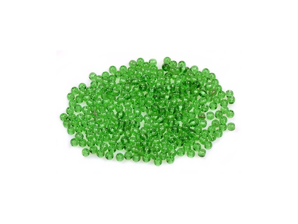 Round Pressed Beads Transparent Green Glass Czech Republic