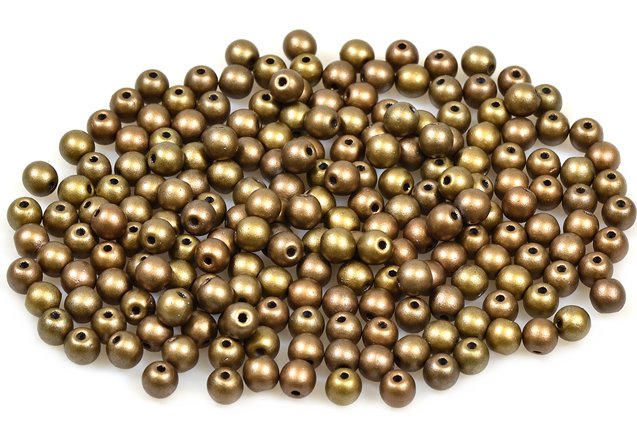 Round Pressed Beads 4 mm, Gray Gold Zink Metallic Iris (1670), Bohemia Crystal Glass, Czechia 11119001