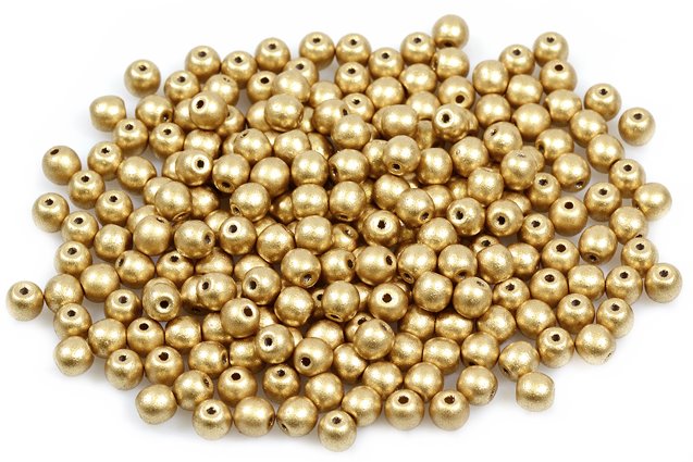 Round Pressed Beads 4 mm, Aztec Pale Gold (1710), Bohemia Crystal Glass, Czechia 11119001