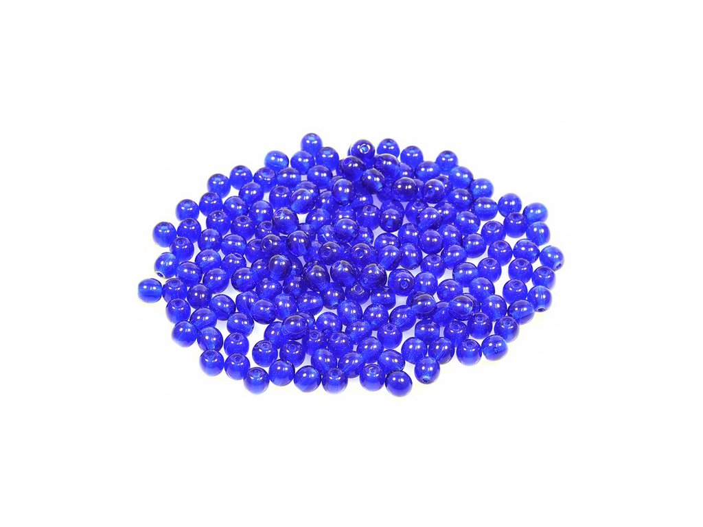 Round Pressed Beads Transparent Blue Glass Czech Republic