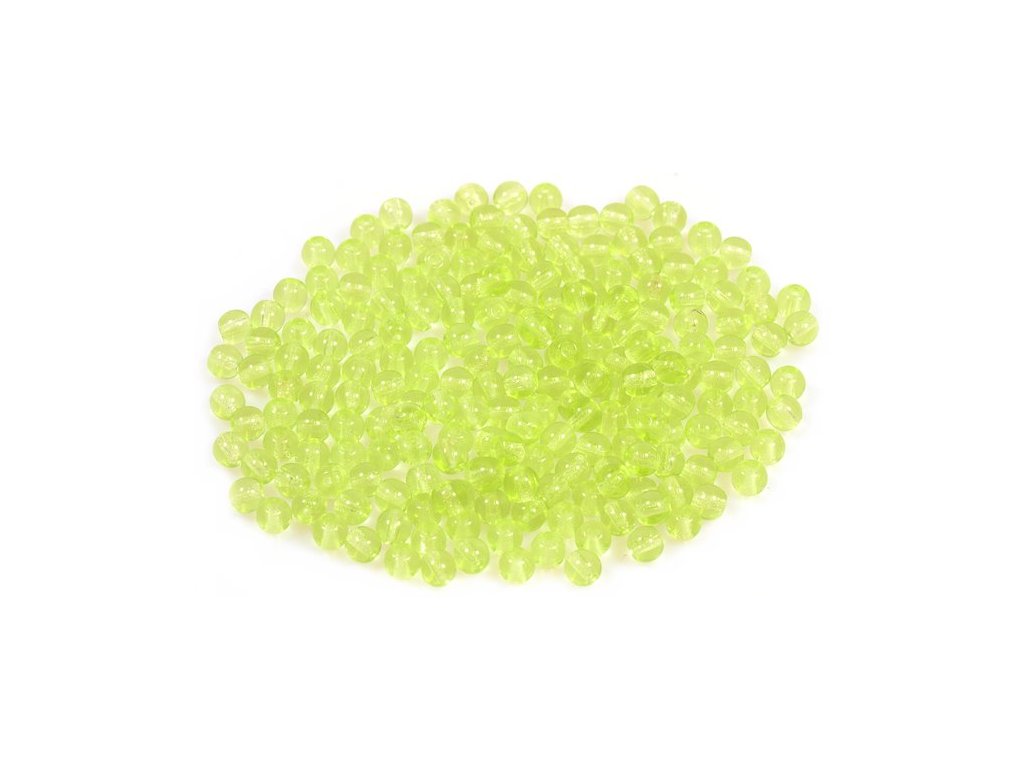 Round Pressed Beads Transparent Green Glass Czech Republic