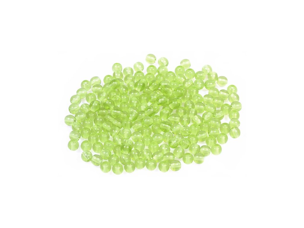 Round Pressed Beads Transparent Green Glass Czech Republic