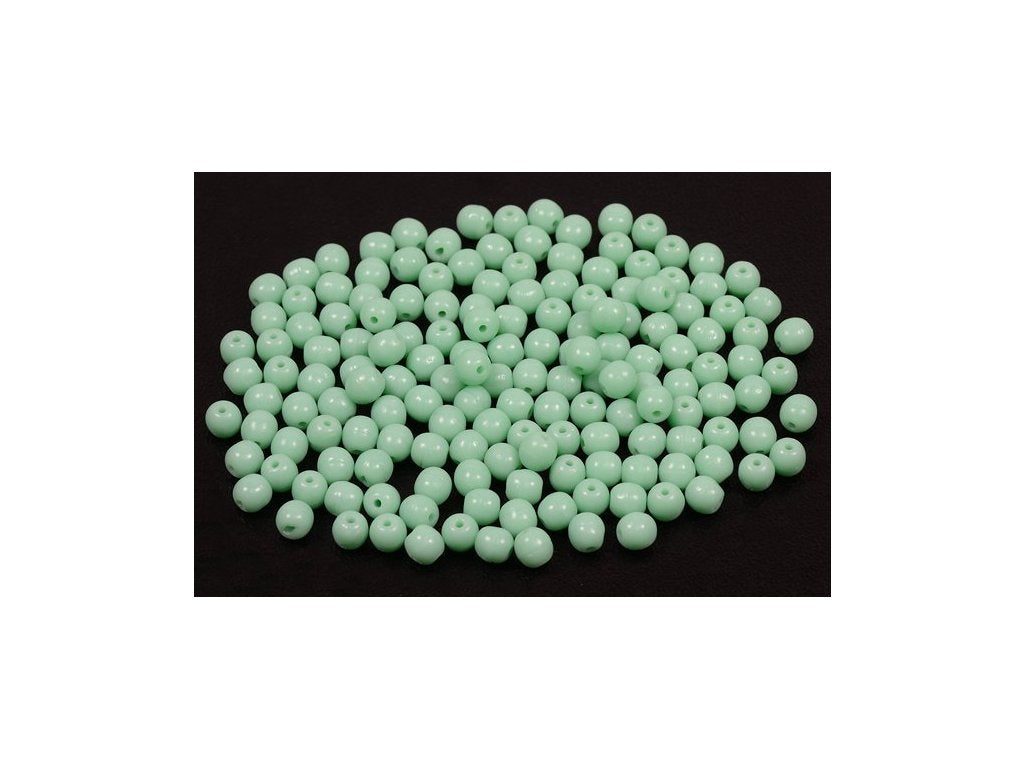 Round Pressed Beads Opaque Green Glass Czech Republic