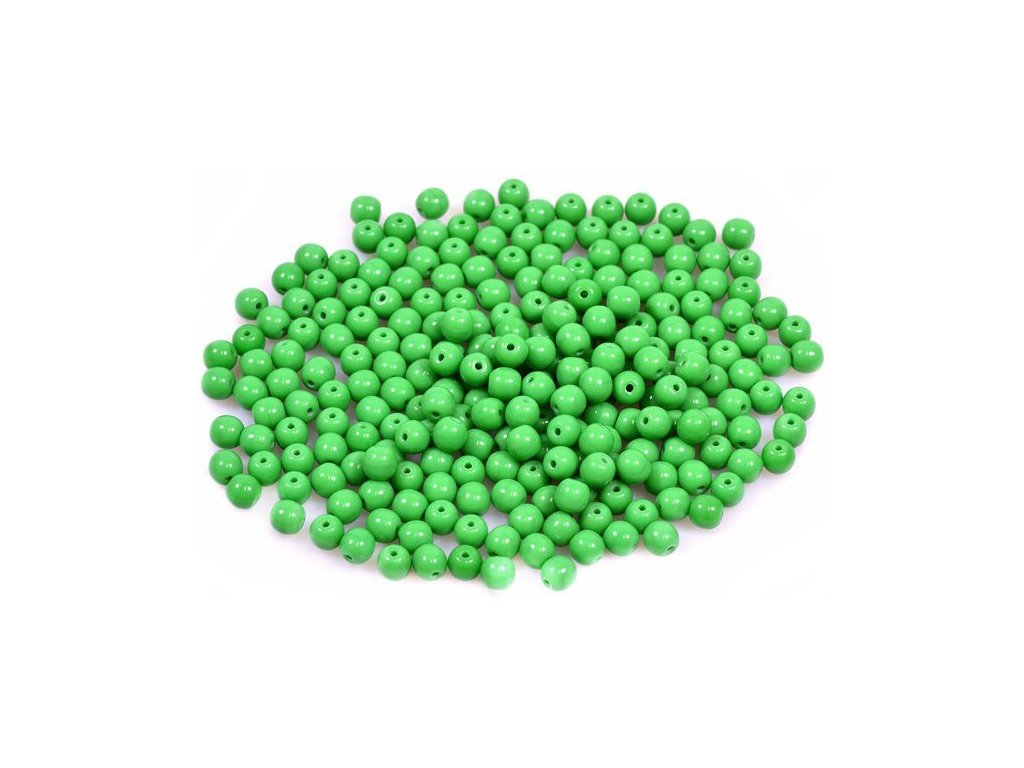 Round Pressed Beads Opaque Green Glass Czech Republic