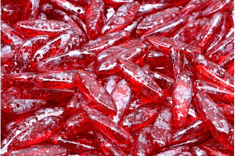 ダガービーズ、ルビーレッドシルバースプラッシュ(90080-94400)、ガラス、チェコ共和国