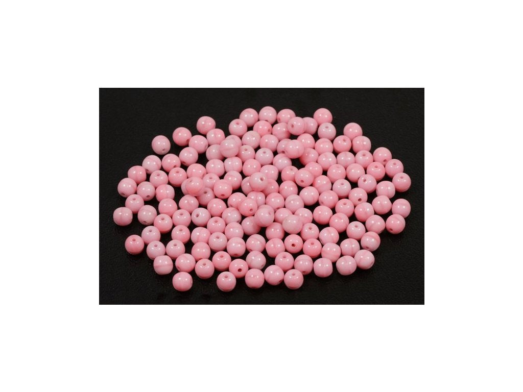 Round Pressed Beads Opaque Pink Glass Czech Republic