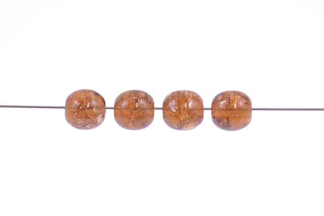 Round Pressed Beads 6 mm, Transparent Brown Cracked (10220-85500), Bohemia Crystal Glass, Czechia 11119001