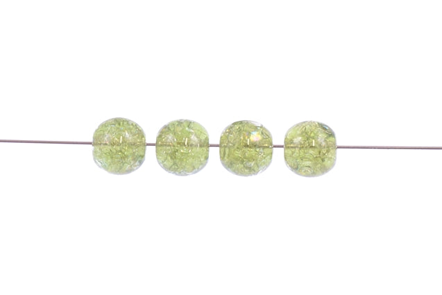Round Pressed Beads 6 mm, Transparent Green Cracked (50230-85500), Bohemia Crystal Glass, Czechia 11119001