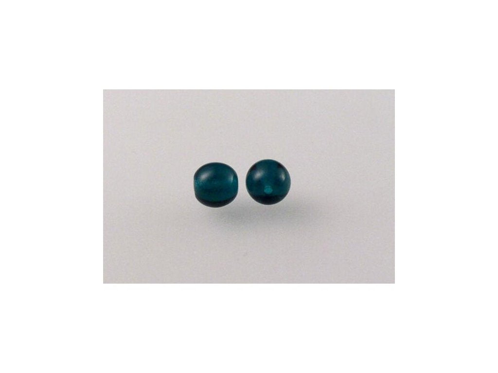 Round Pressed Beads Transparent Green Emerald Glass Czech Republic