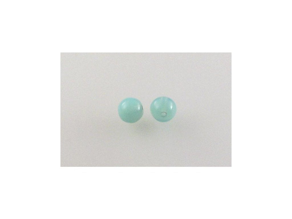 Round Pressed Beads Opal Aqua Glass Czech Republic