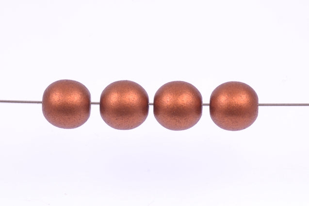 Round Pressed Beads 7 mm, Copper Matt (1750), Bohemia Crystal Glass, Czechia 11119001