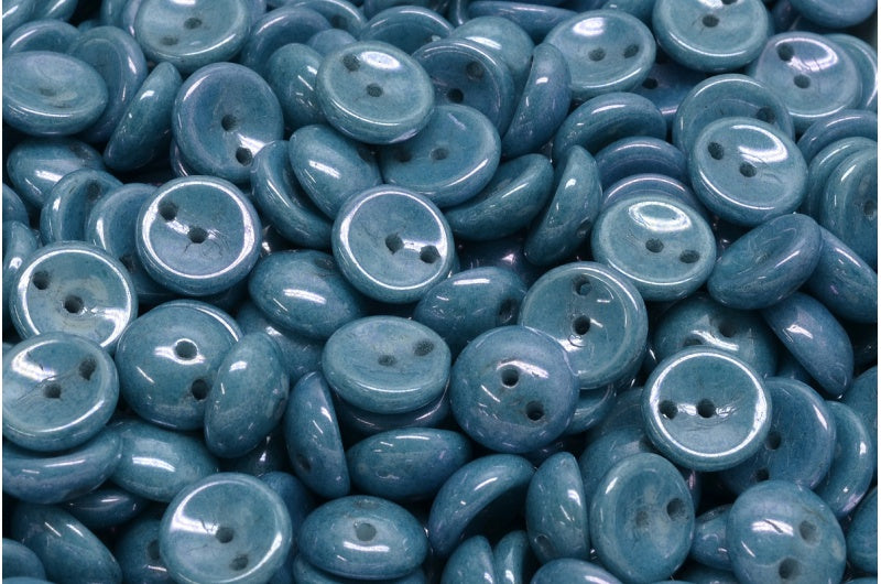 Piggy Beads, White Luster Blue Full Coated (02010-14464), Glass, Czech Republic