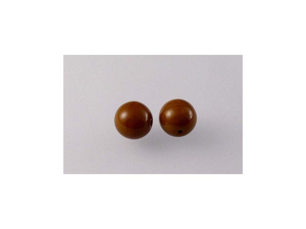 Round Pressed Beads Opaque Brown Glass Czech Republic