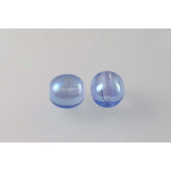 Round Pressed Beads 8 mm, Transparent Blue Rainbow Iris (30020-21405), Bohemia Crystal Glass, Czechia 11119001