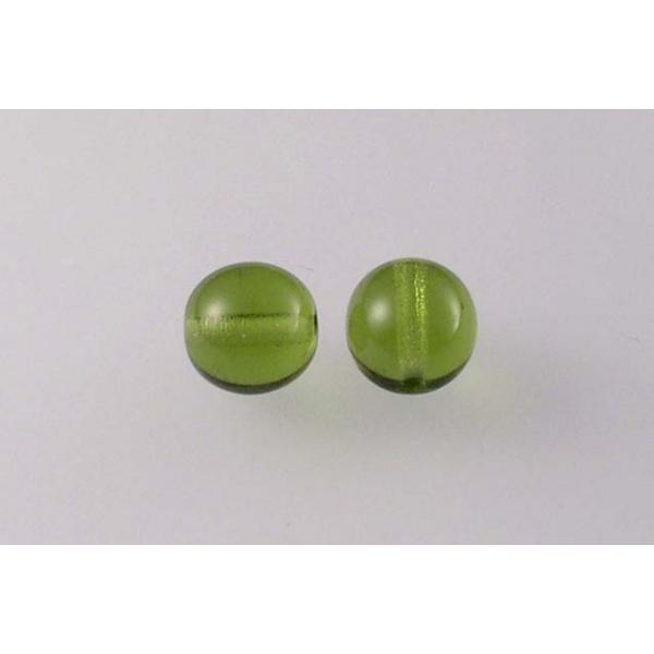 Round Pressed Beads 8 mm, Transparent Green (50220), Bohemia Crystal Glass, Czechia 11119001
