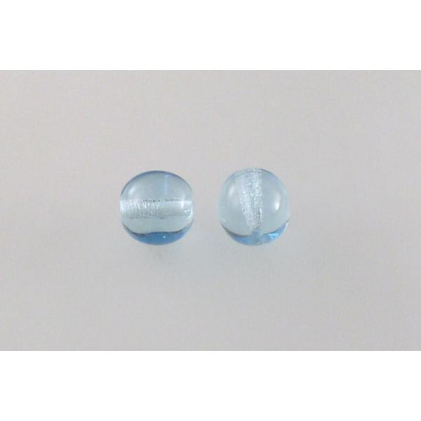Round Pressed Beads 8 mm, Transparent Aqua (60000), Bohemia Crystal Glass, Czechia 11119001