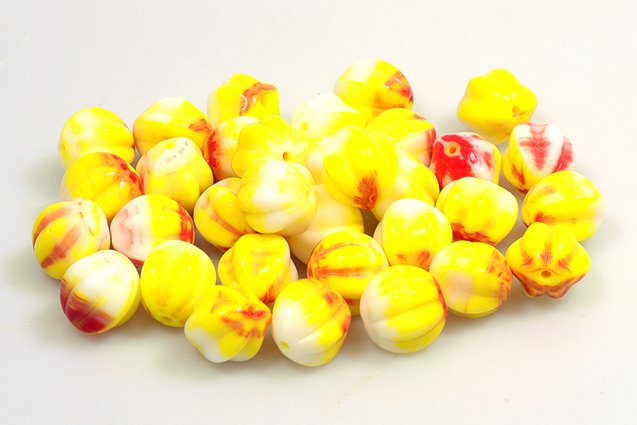 Melon Round Beads 10 mm, Mixed Colors 3 (), Bohemia Crystal Glass, Czechia 11119201