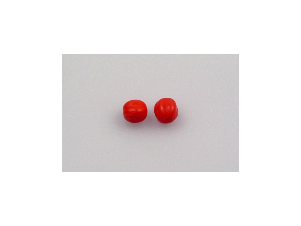 Melon Round Beads Red Glass Czech Republic
