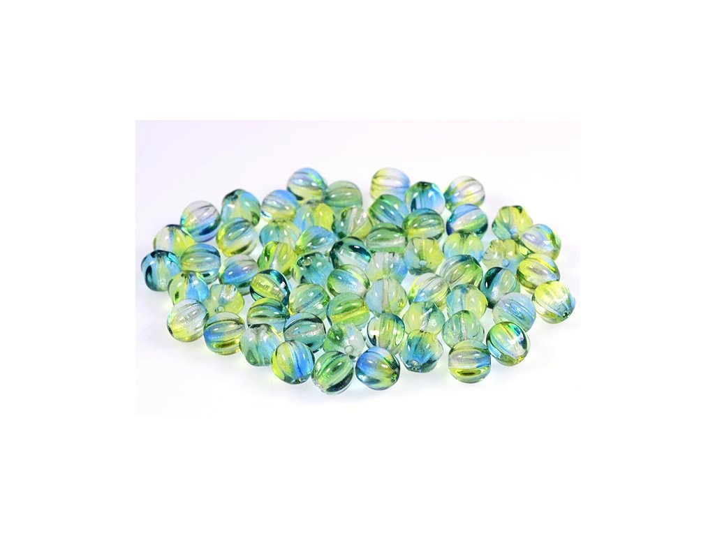 Melon Round Beads 00030/48011 Glass Czech Republic