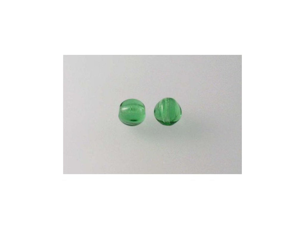Melon Round Beads Transparent Green Glass Czech Republic