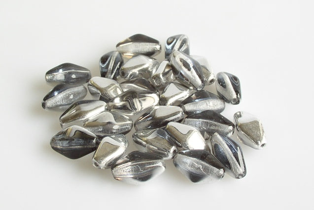 Elongated Bicone Pressed Beads 13 x 9 mm, Crystal 29801 (30-29801), Bohemia Crystal Glass, Czechia 11129807