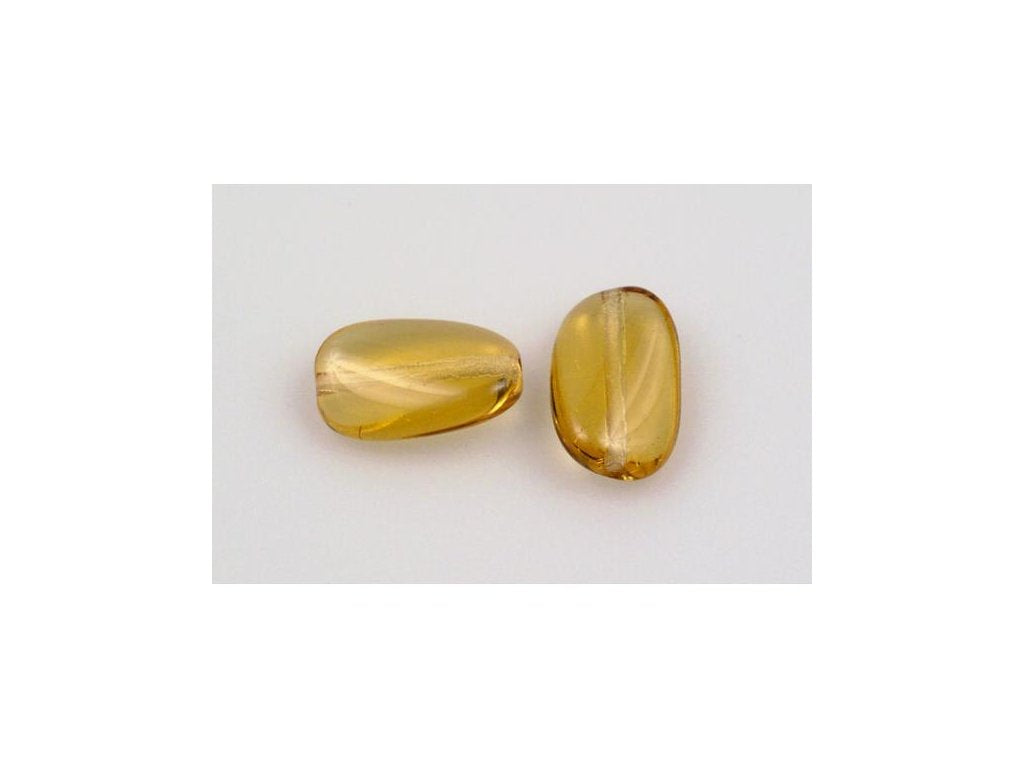 Pressed Beads Oval Transparent Orange Glass Czech Republic