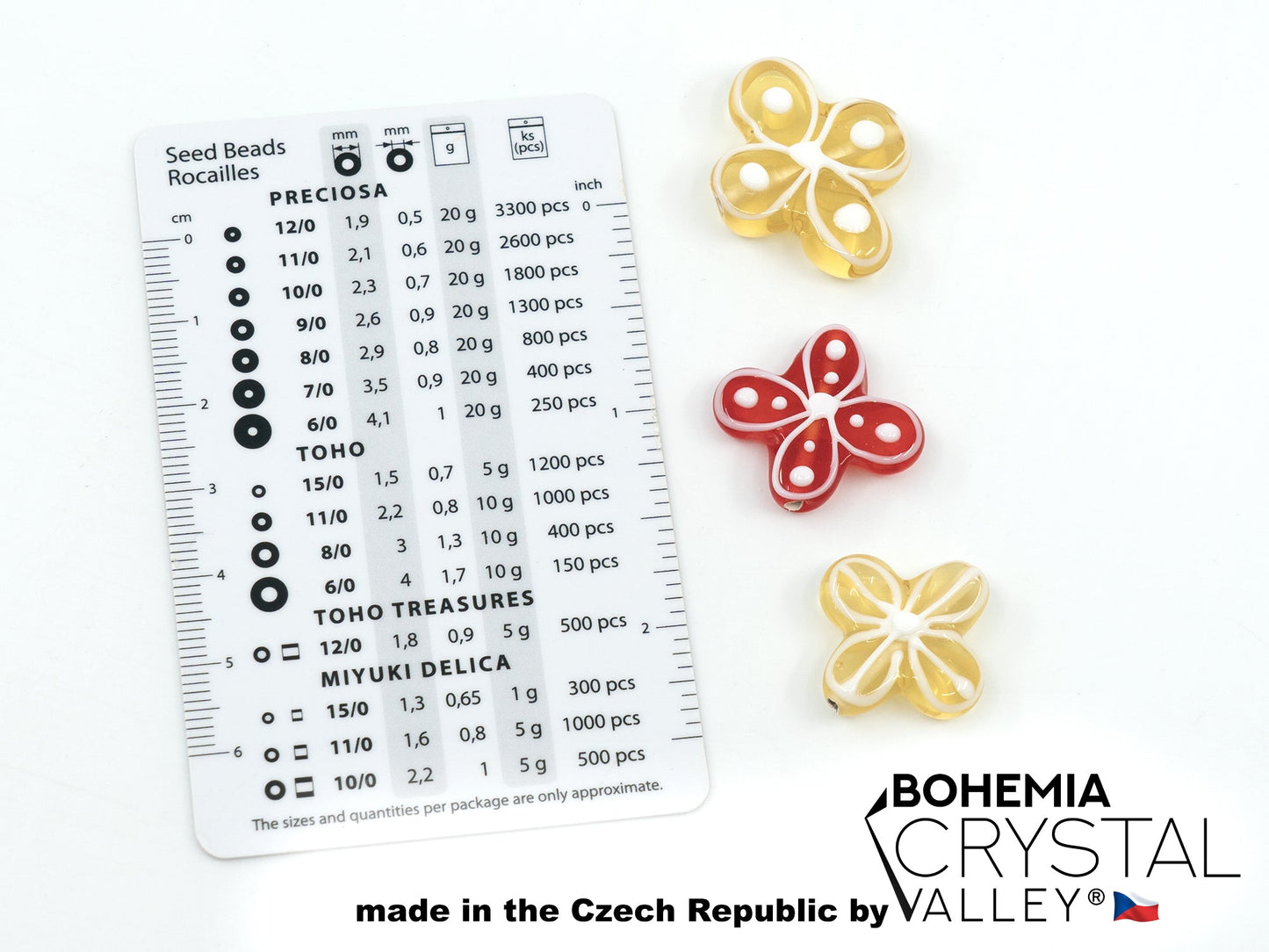 30 pcs Flower Lampwork Beads 718 / Design 6, Handmade, Preciosa Glass, Czech Republic