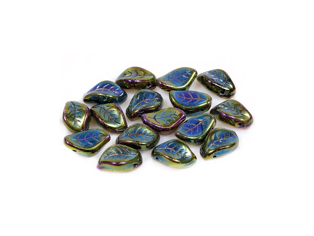Pressed Beads Leaf 23980/21455 Glass Czech Republic
