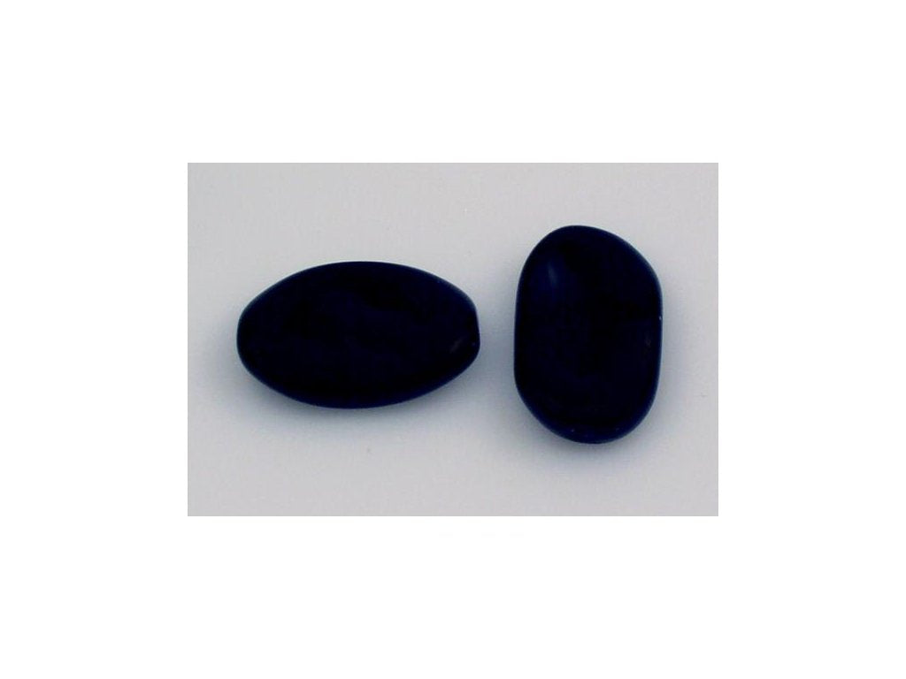 Pressed Beads Oval Black Glass Czech Republic