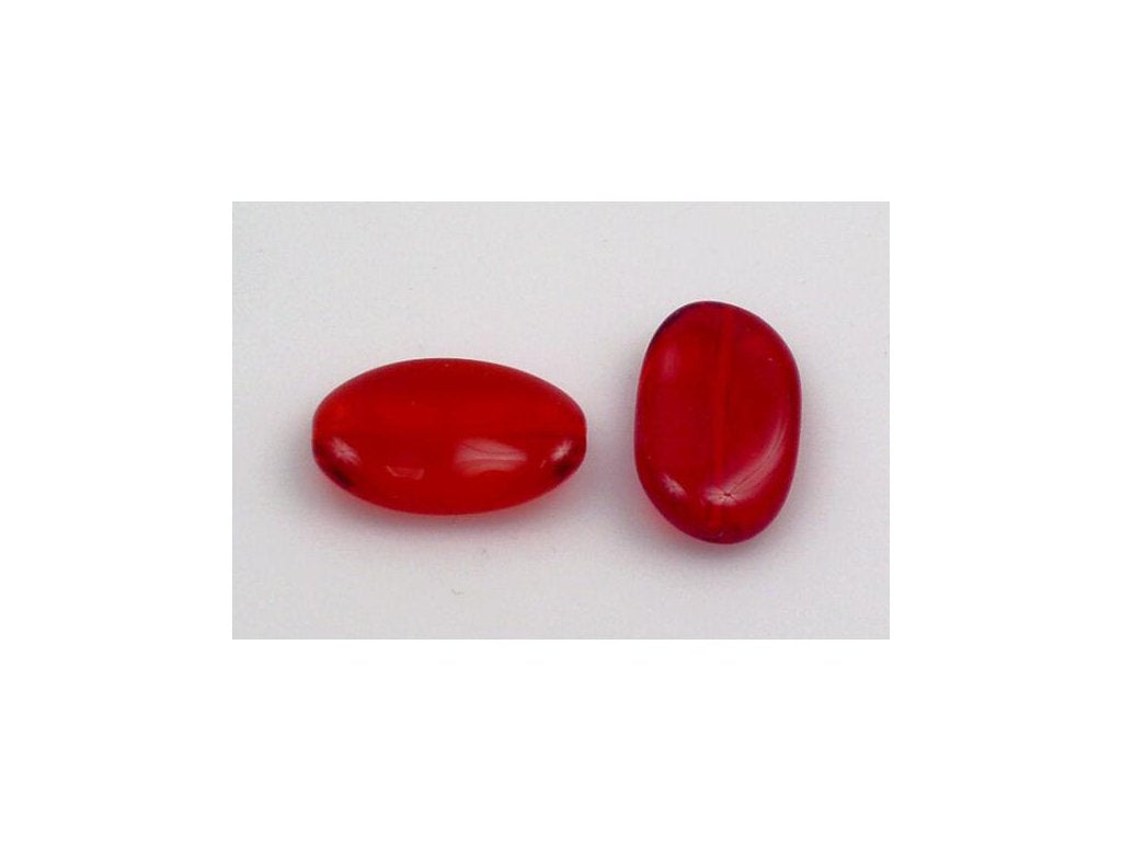 Pressed Beads Oval Ruby Red Glass Czech Republic