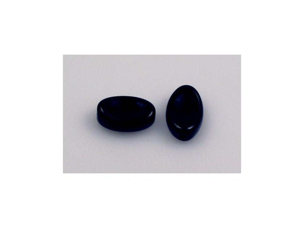 Pressed Beads Oval Black Glass Czech Republic