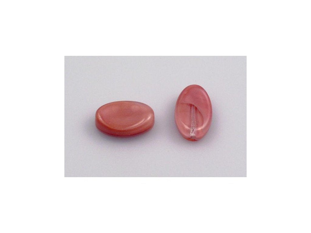 Pressed Beads Oval Opaque Pink Glass Czech Republic