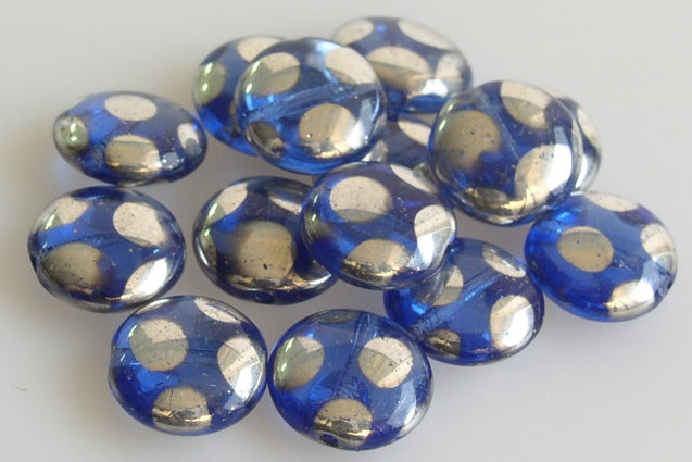 Lentil Beads Flat Round 10 mm, Cobalt 27007 (30050-27007), Bohemia Crystal Glass, Czechia 11130138