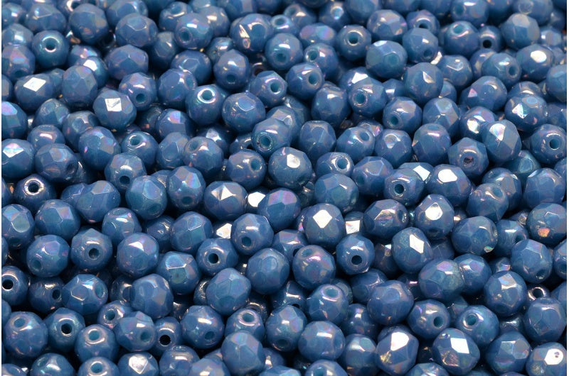 ファセット加工ビーズラウンド、ターコイズブルーネビュラ(63030-15001)、ボヘミアクリスタルガラス、チェコ共和国