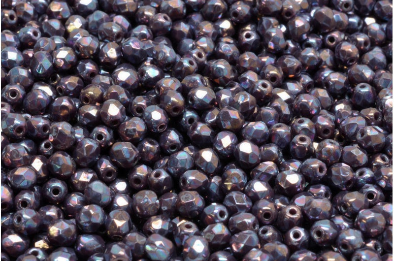 ファセット加工ビーズラウンド、不透明アメジスト星雲(23050-15001)、ボヘミアクリスタルガラス、チェコ共和国