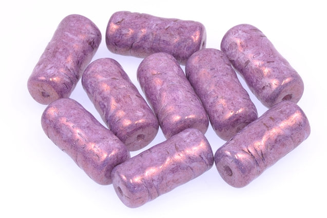 Pressed Beads Tube 17 x 8 mm, Chalk White Purple (3000-15726), Bohemia Crystal Glass, Czechia 11130175