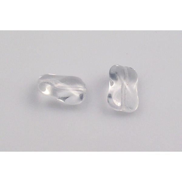 Pressed Beads Twisted Rectangle 15 x 10 mm, Crystal (30), Bohemia Crystal Glass, Czechia 11130370