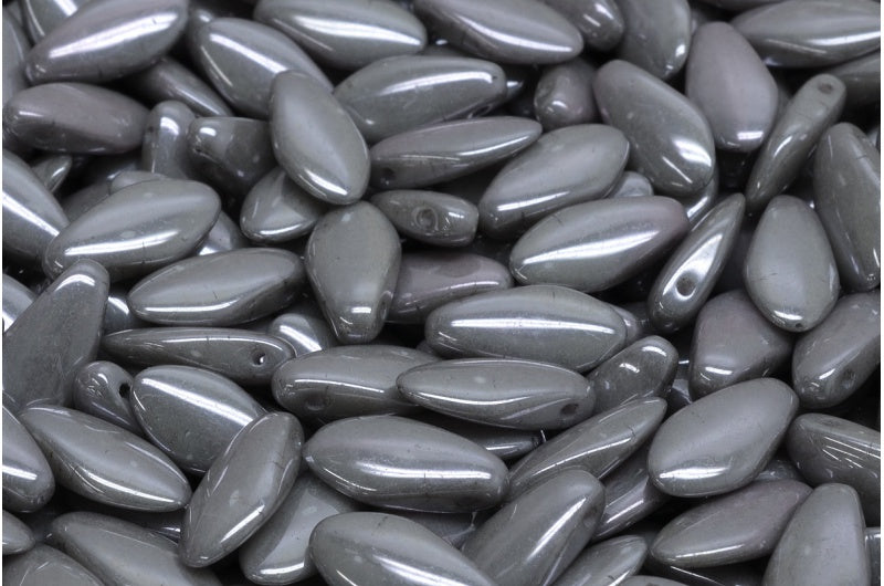 ダガービーズ、ホワイトラスターブラック(02010-14449)、ガラス、チェコ共和国