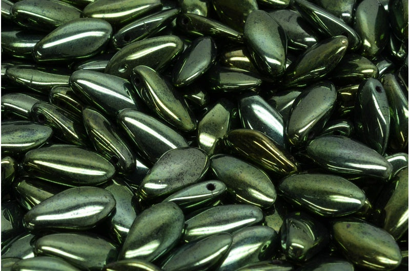 Dagger Beads,黑色光泽红色全涂层 (23980-14495),玻璃,捷克共和国