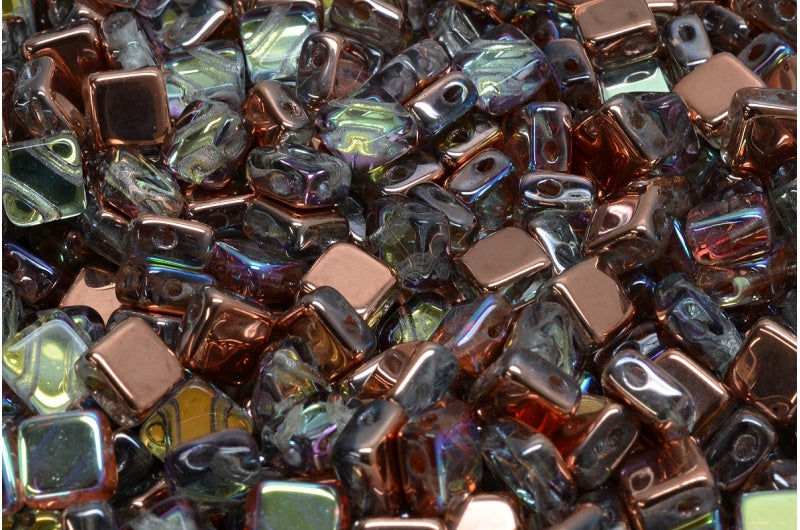 フラットシルキービーズ - 2穴、クリスタル 98533 (00030-98533)、ガラス、チェコ共和国