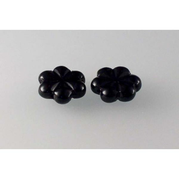 Pressed Beads Flower 13 mm, Black (23980), Bohemia Crystal Glass, Czechia 11130378