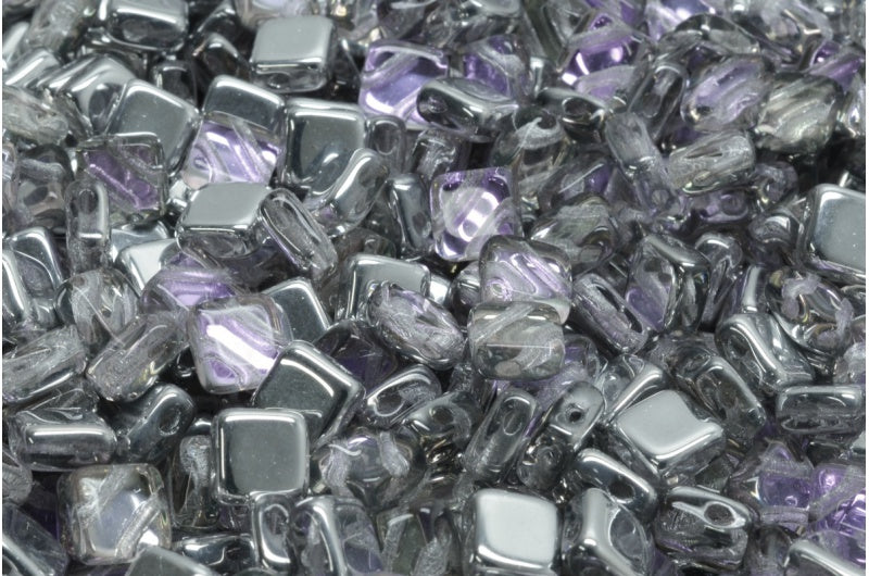 フラットシルキービーズ - 2穴、クリスタル 26536 (00030-26536)、ガラス、チェコ共和国