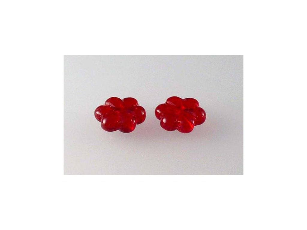 Pressed Beads Flower Ruby Red Glass Czech Republic