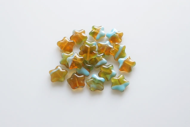 Flat Star Beads 12 mm, Topaz Blue (10070-63020), Bohemia Crystal Glass, Czechia 11130380