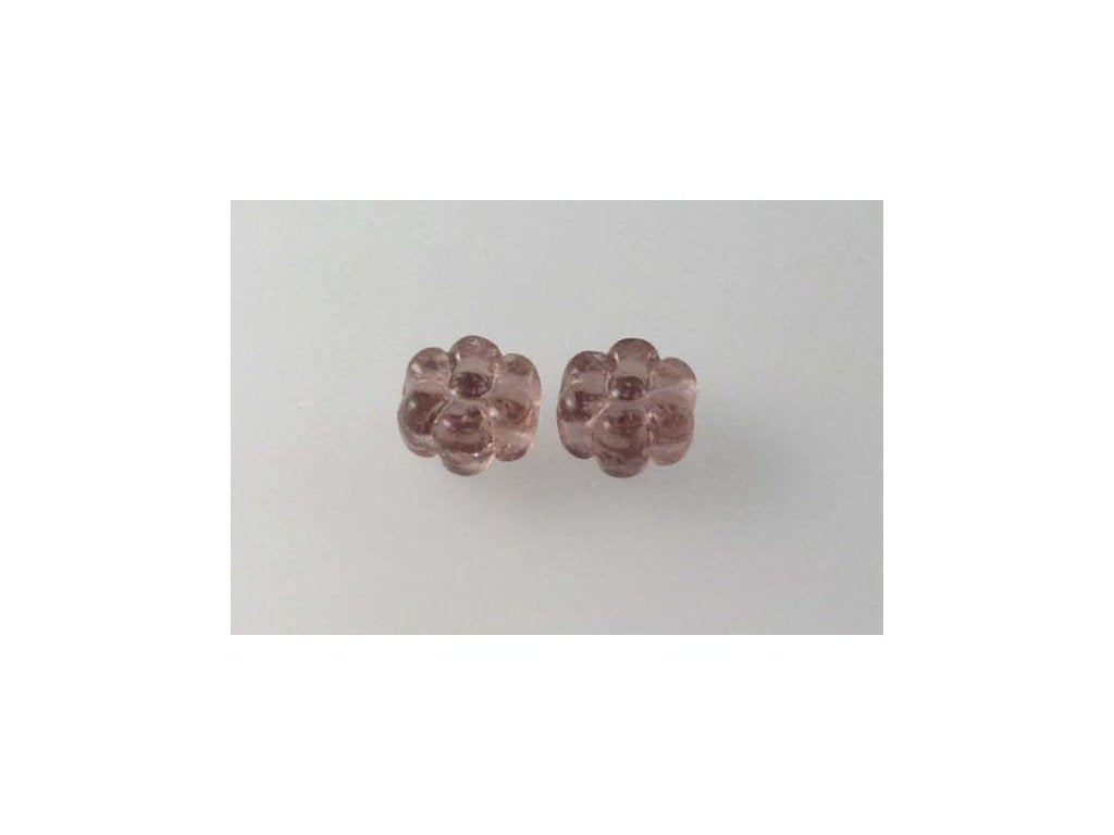 Pressed Beads Flowers Transparent Light Amethyst Glass Czech Republic