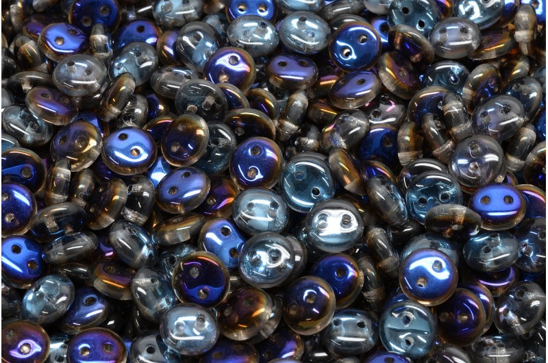 2穴レンズ豆ビーズ、クリスタル 29901 (00030-29901)、ガラス、チェコ共和国