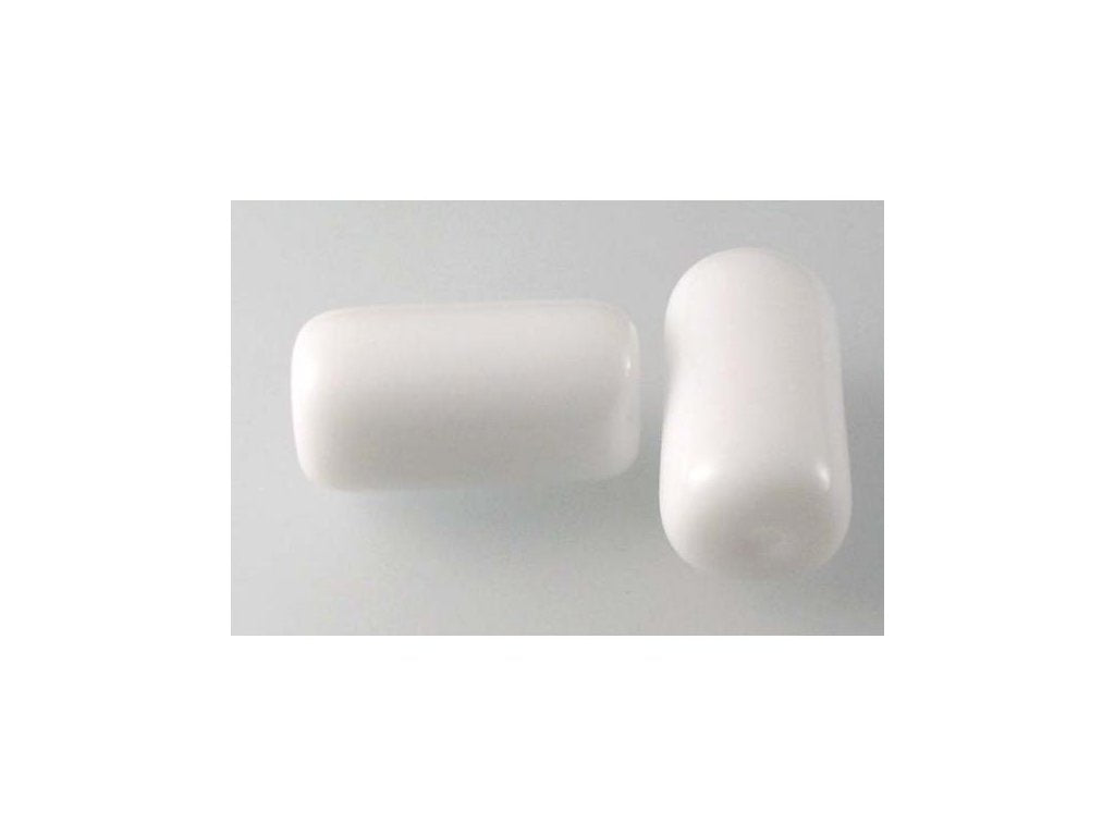 Pressed Beads Tube Chalk White Glass Czech Republic