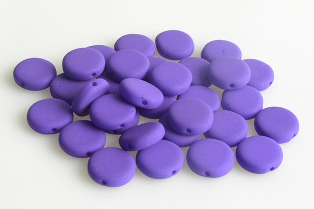 Pressed Flat Round Coin Beads 10 mm, Chalk White 25145 (3000-25145), Bohemia Crystal Glass, Czechia 11149004