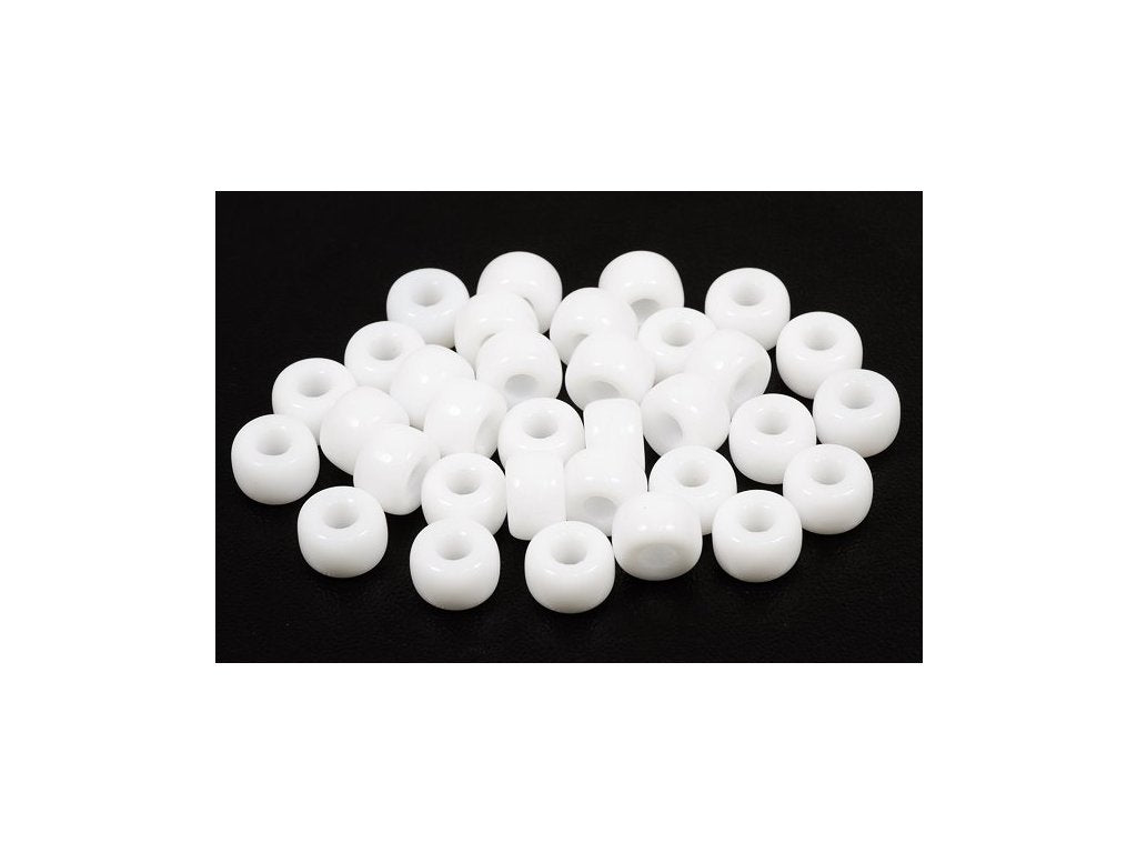 Pressed Beads Pony Bagel Chalk White Glass Czech Republic