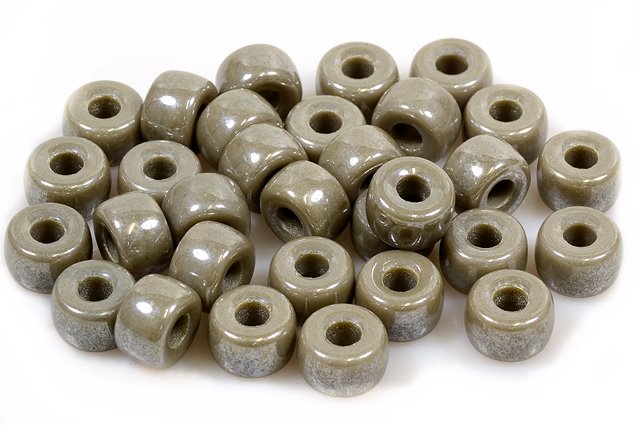 Pressed Beads Pony Bagel 9 mm, Opaque Gray Hematite (43030-14400), Bohemia Crystal Glass, Czechia 11149017
